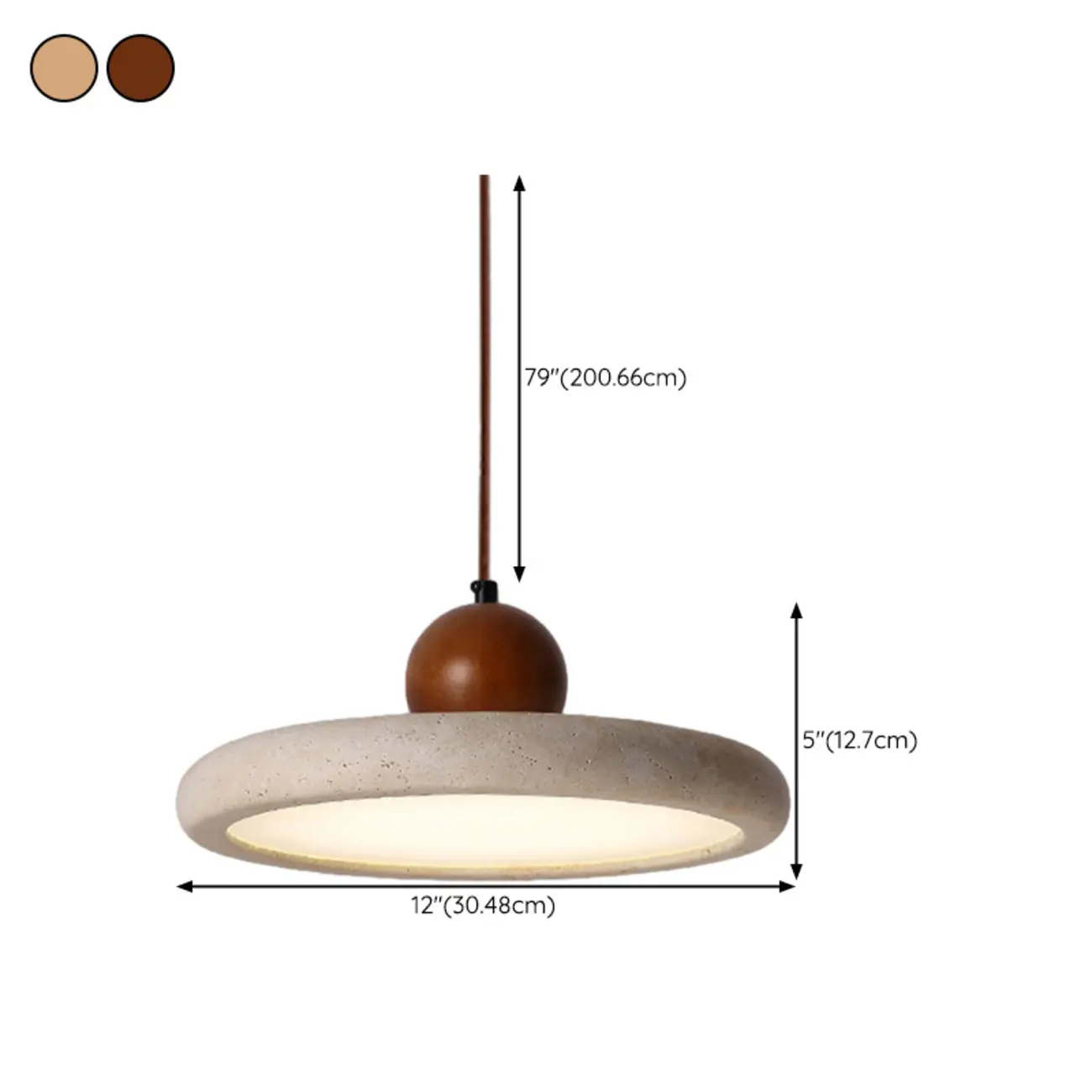 Modern Beige Stone Adjustable Pendant Light #size