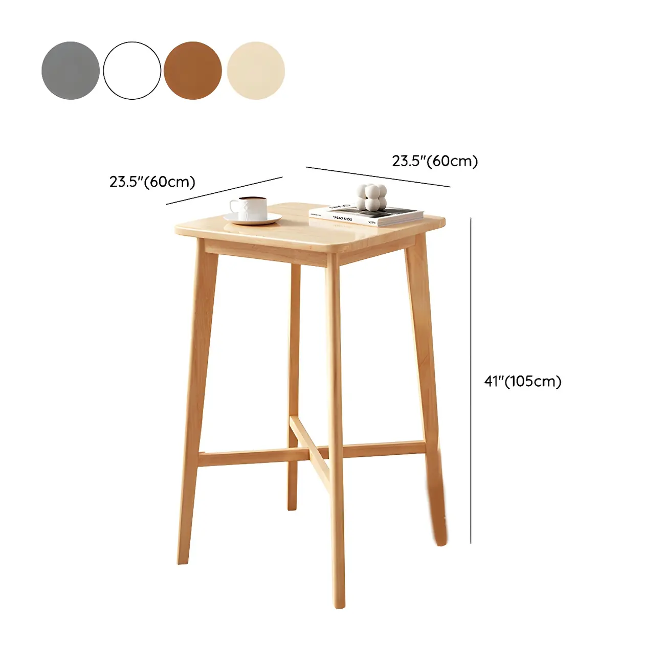 Modern Rubber Wood Square Bar Height Table #size