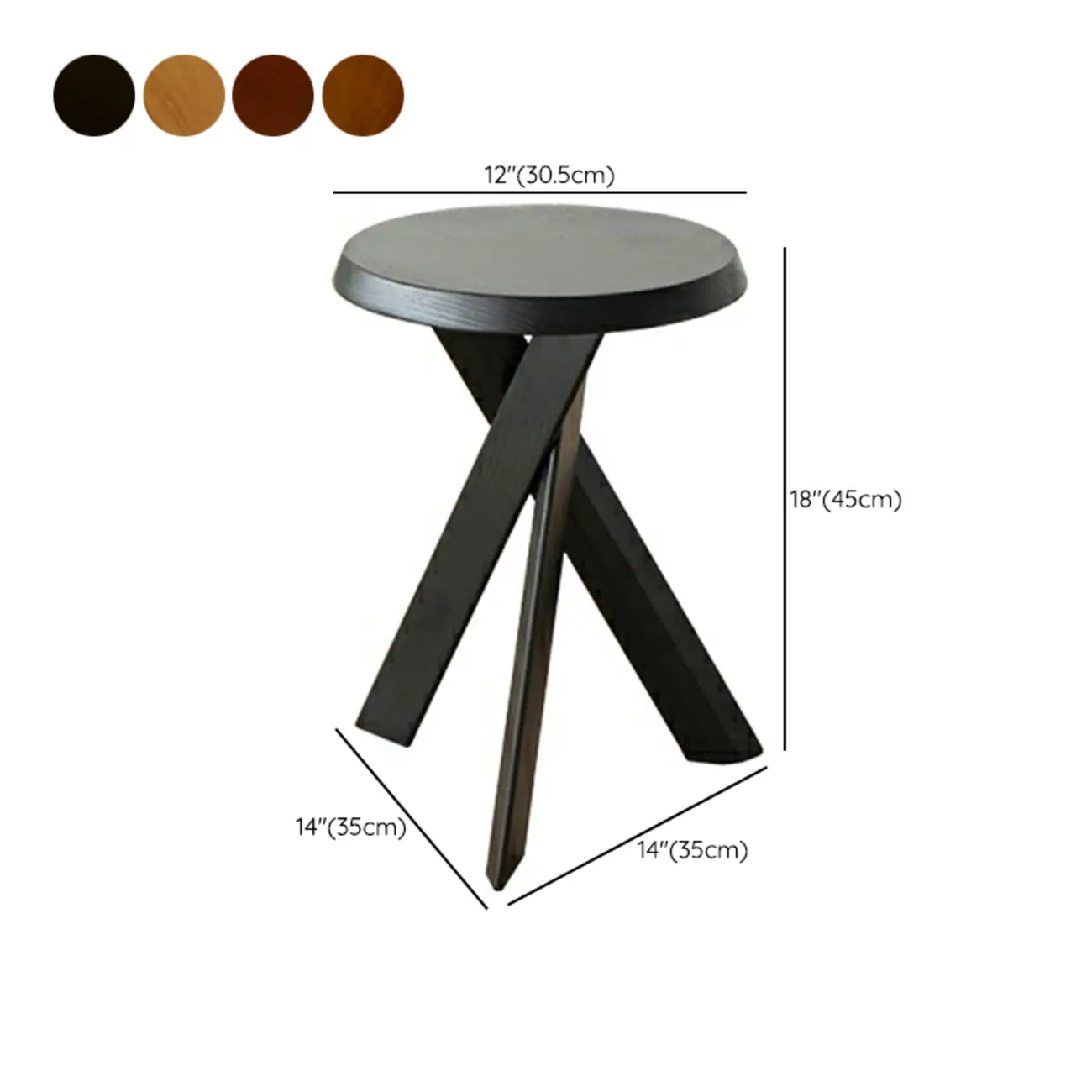 Modern Round Wood Side Table with Cross Legs #size