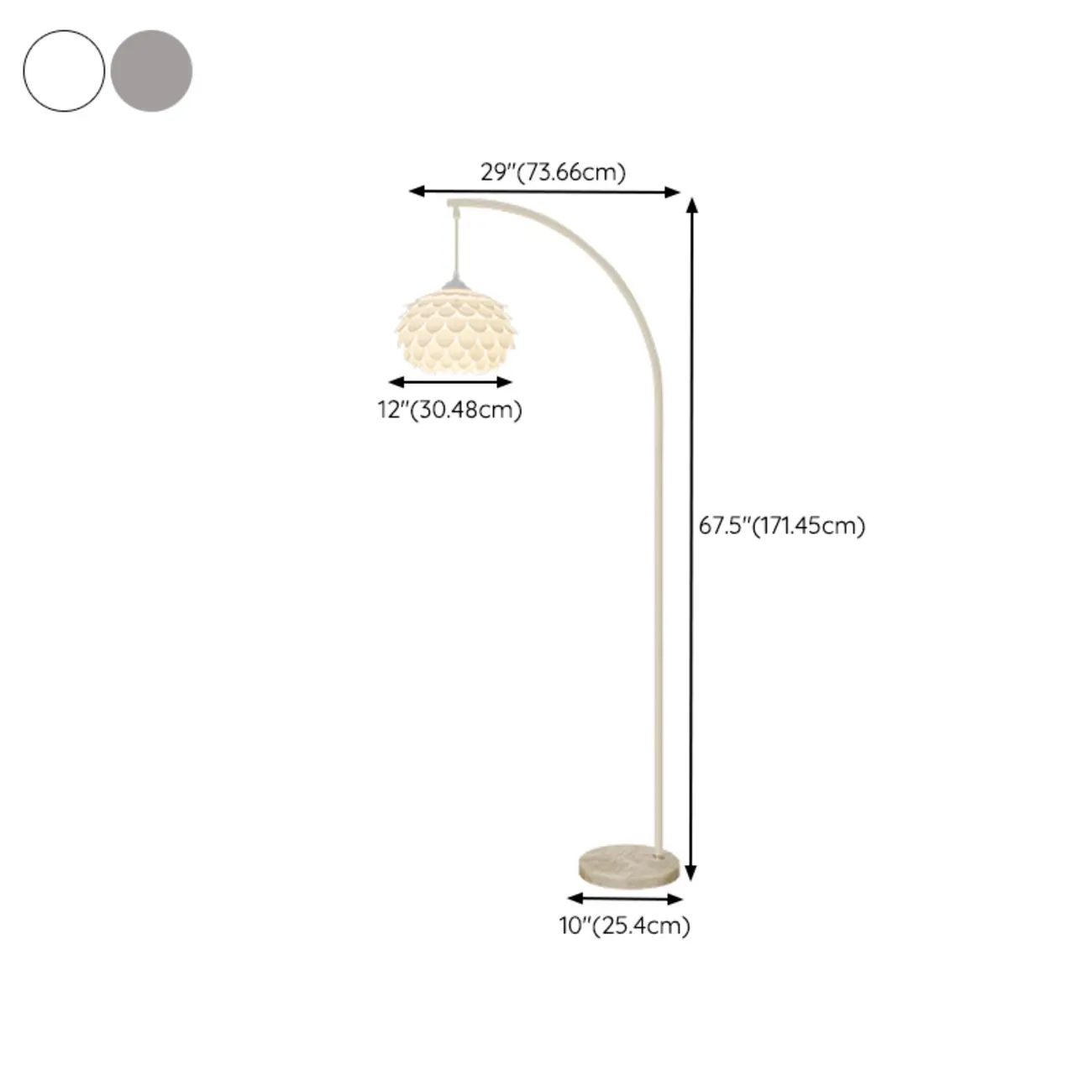 Modern Chrome White Flower Shade Arc Floor Lamp Image - 12