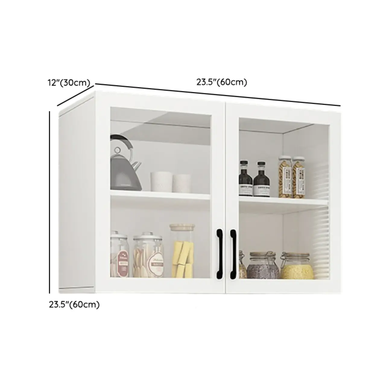 Kitchen Floating White Wood Glass Enclosed Display Cabinet #size