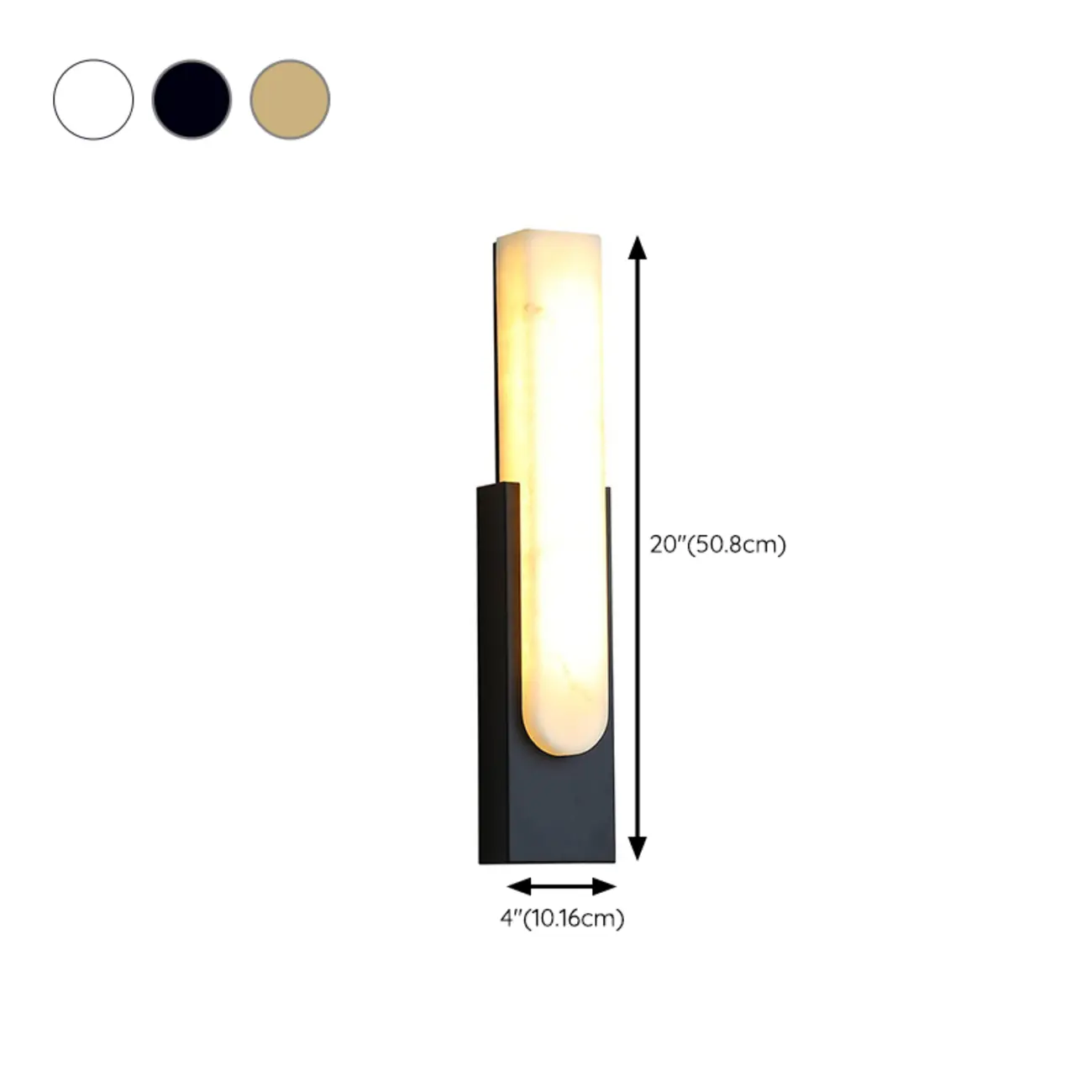 Modern White Stone Metal Wall Sconce Warm Light LED #size