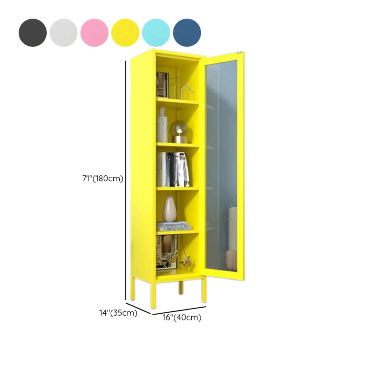 Modern Black Iron Adjustable Display Cabinet for Living Room #size