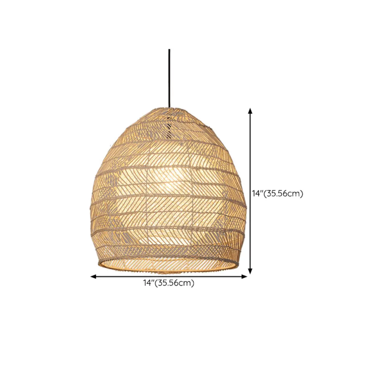 Oriental Rattan Geometric Globe Pendant Light #size