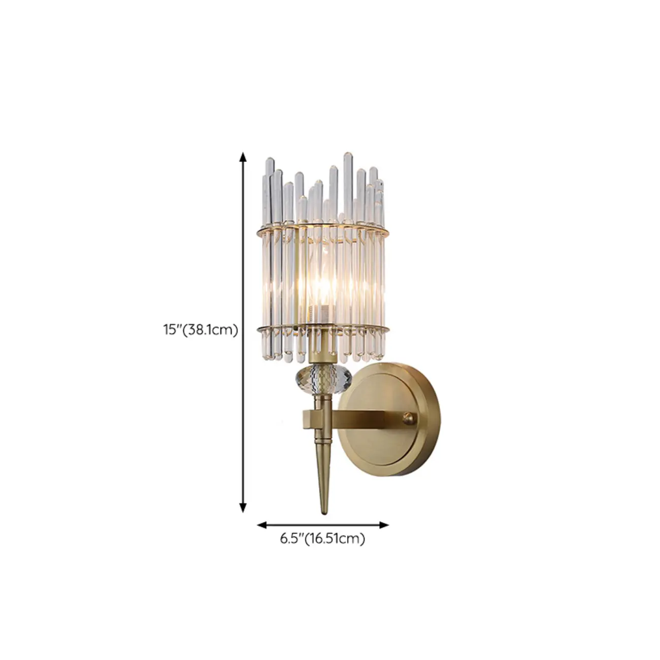 Elegant Gold Glass Wall Sconce with Rotary Switch #size