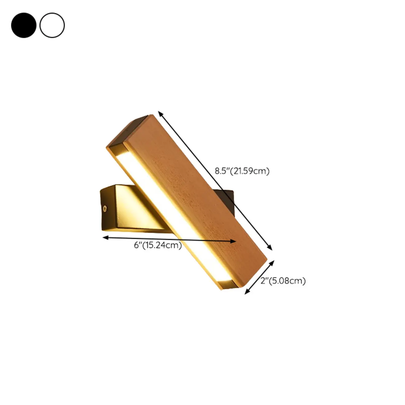 Wood Modish Rectangular Rotatable Wall Sconce #size