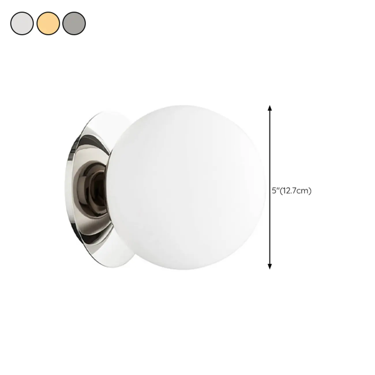 Modern Frosted Glass White Globe Round Wall Sconce #size