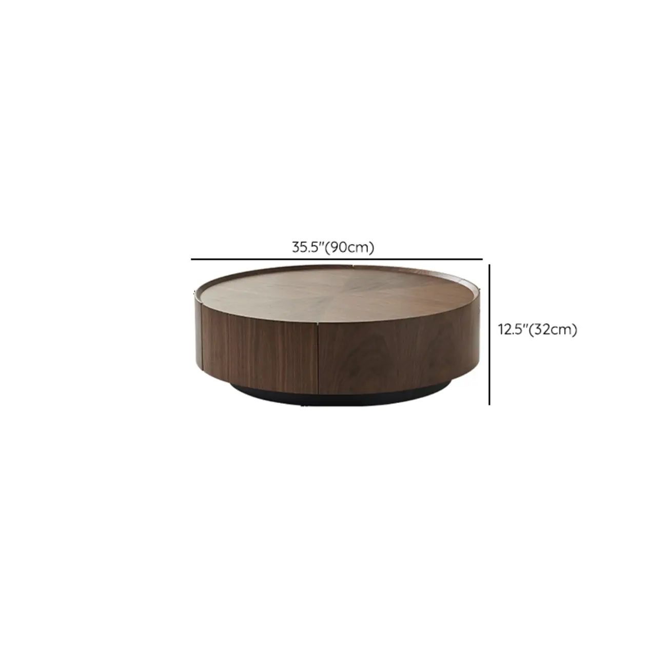 Modern Round Wood Coffee Table with Steel Base Image - 11