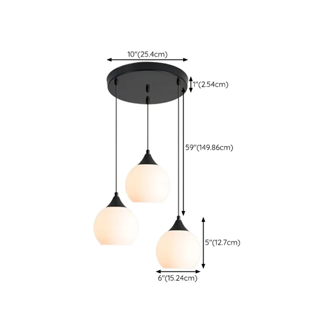 Modern 3-Light Cluster Pendant Light with Glass for Dining Room #size