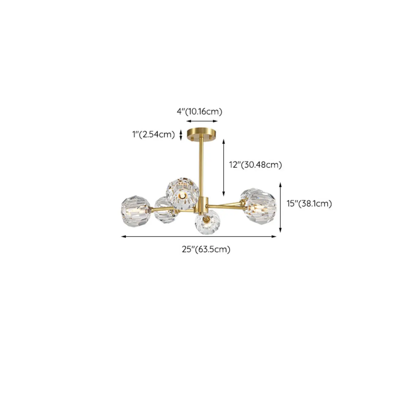 Modern Gold Globe Crystal Sputnik Chandelier #size