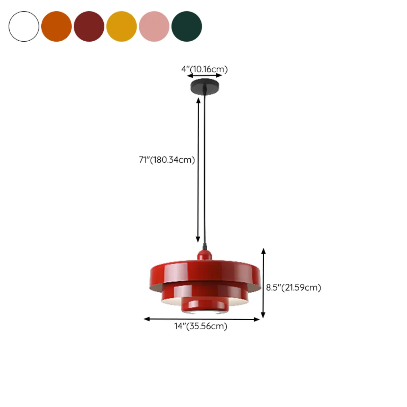 Designer White Layered Cake Iron Pendant Lamp for Living Room #size