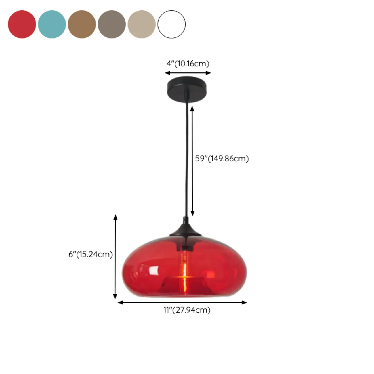 Modern Glass Hanging Pendant Light for Kitchen island #size