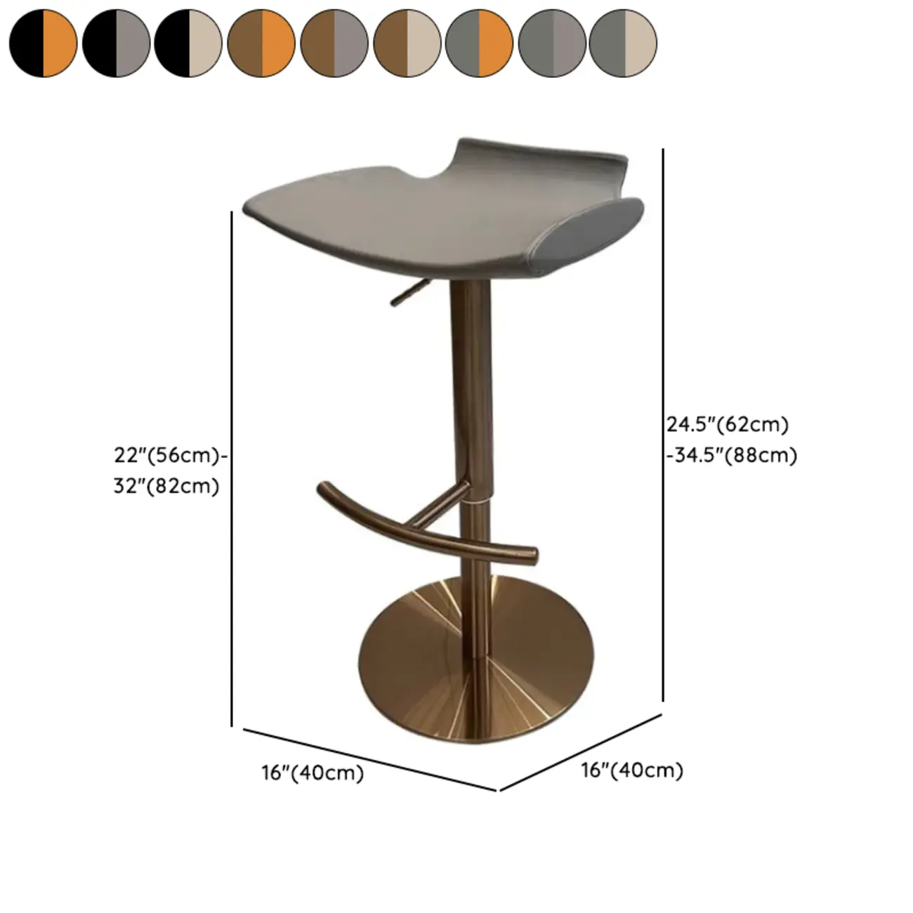Adjustable Modern Faux Leather Swivel Bar Stools With Footrest #size