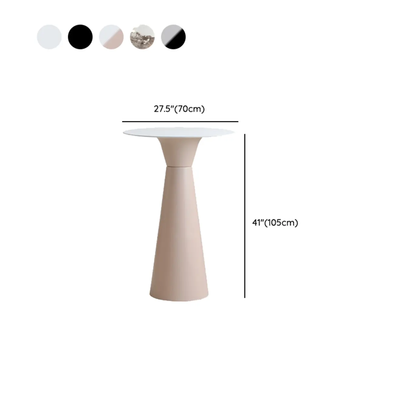Nordic Small Round Bar Table with Stump Base #size