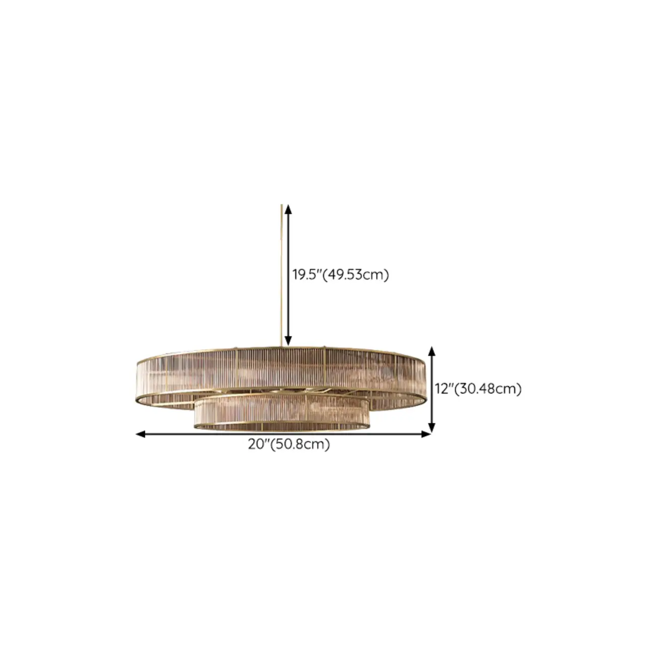Glamorous Circle 2 Tiers Crystal Chandelier #size