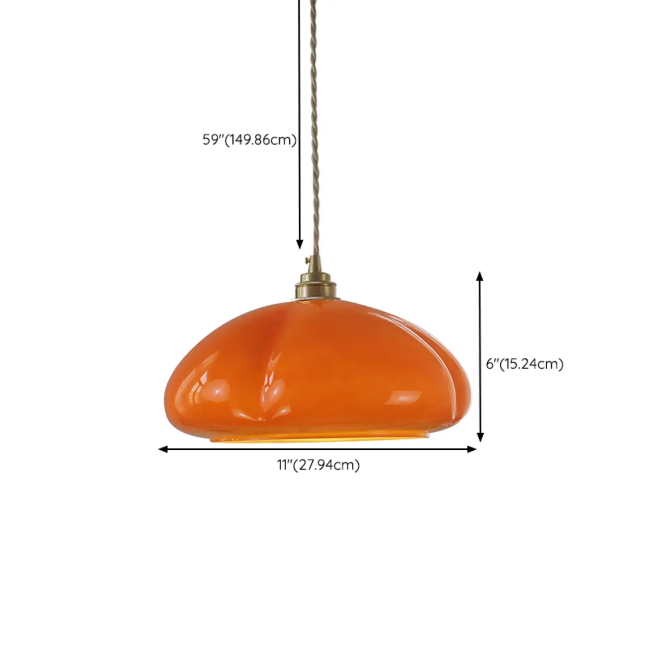 Vintage Pumpkin Shape Glass Pendant Light for Residential Use #size