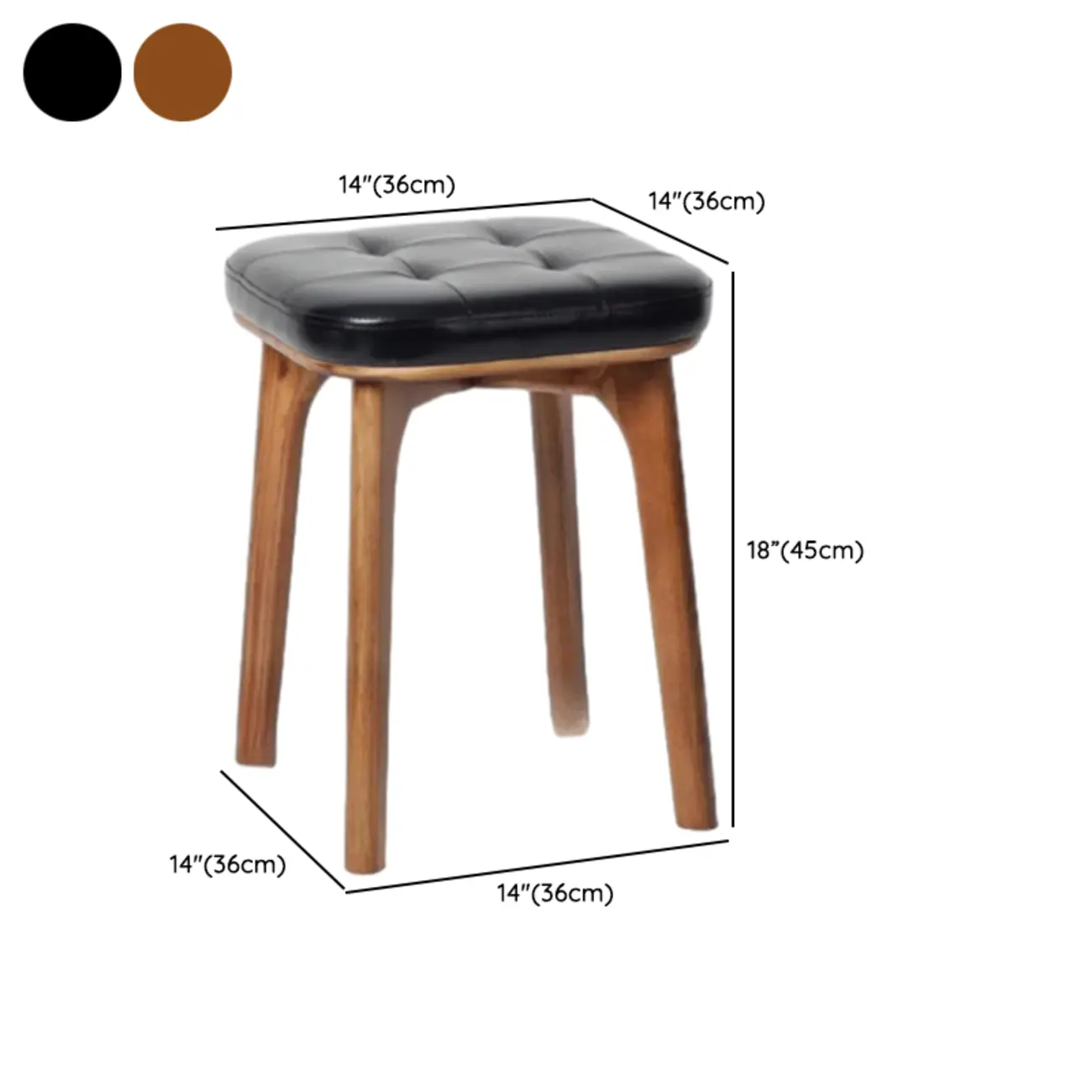 Green Tufted Faux Leather Backless Four Legs Bar Stools #size