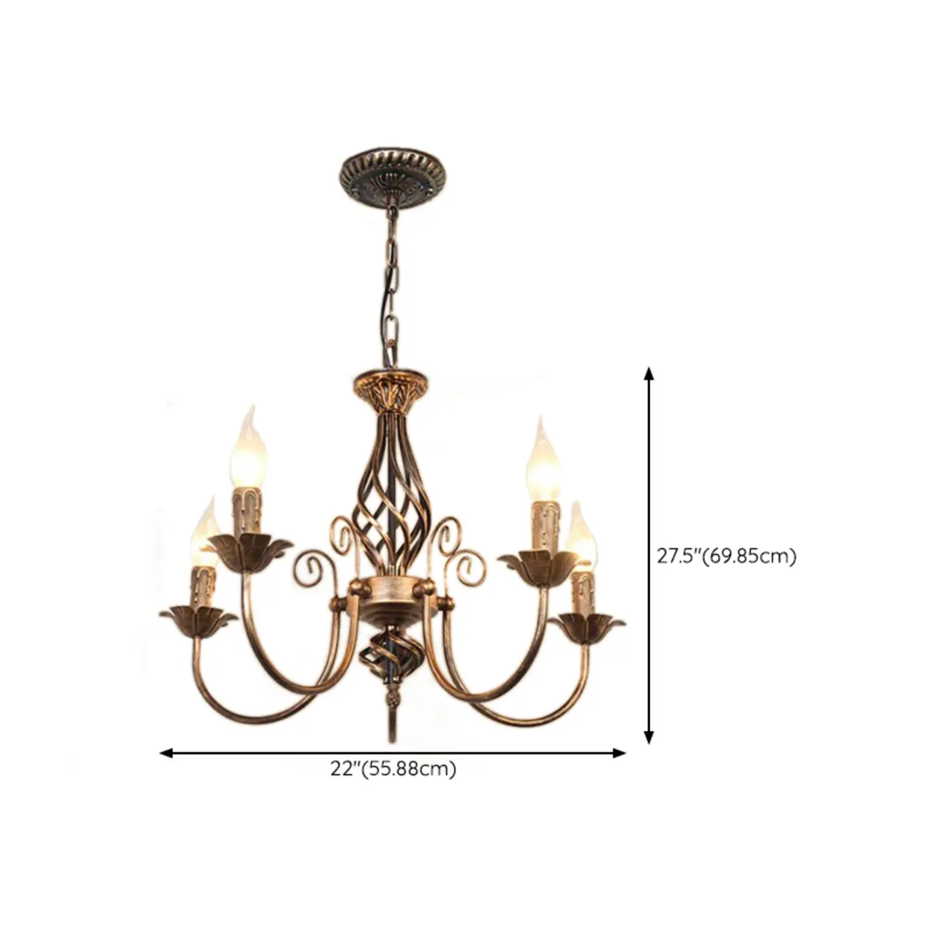 Vintage Brass Classic Candelabra Chandelier Height Adjustable #size