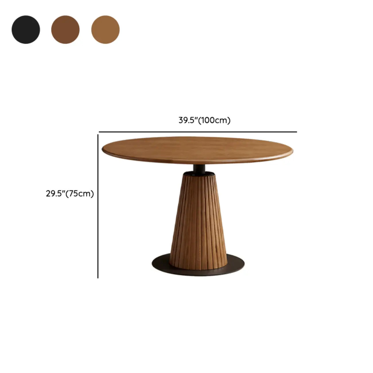 Simplistic Natural Ash Wood Round Dining Table #size