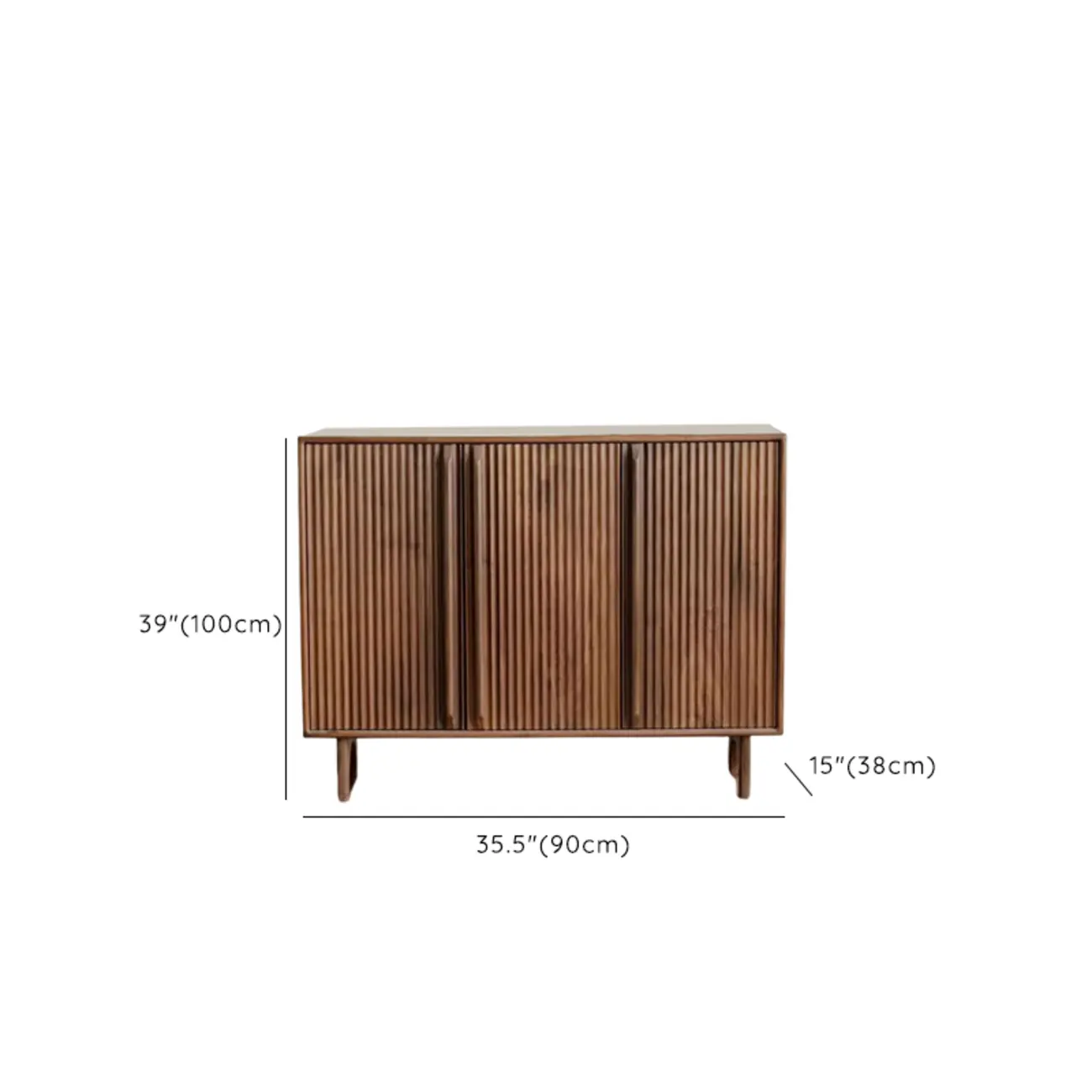 Scandinavia Dark Walnut Wooden Striped Storage Cabinet #size