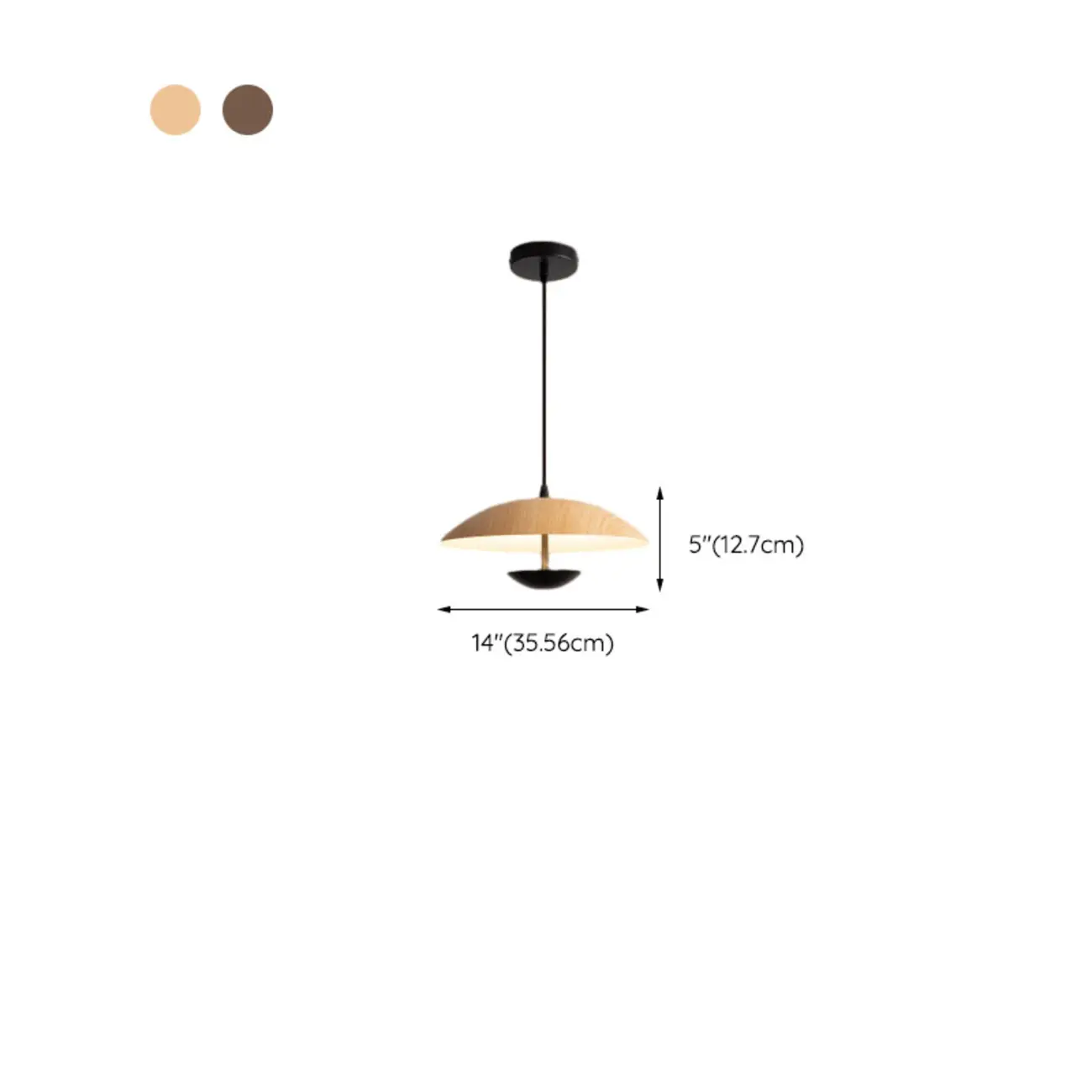 Designer Solid Wood Dome Pendant Light for Dining Room #size