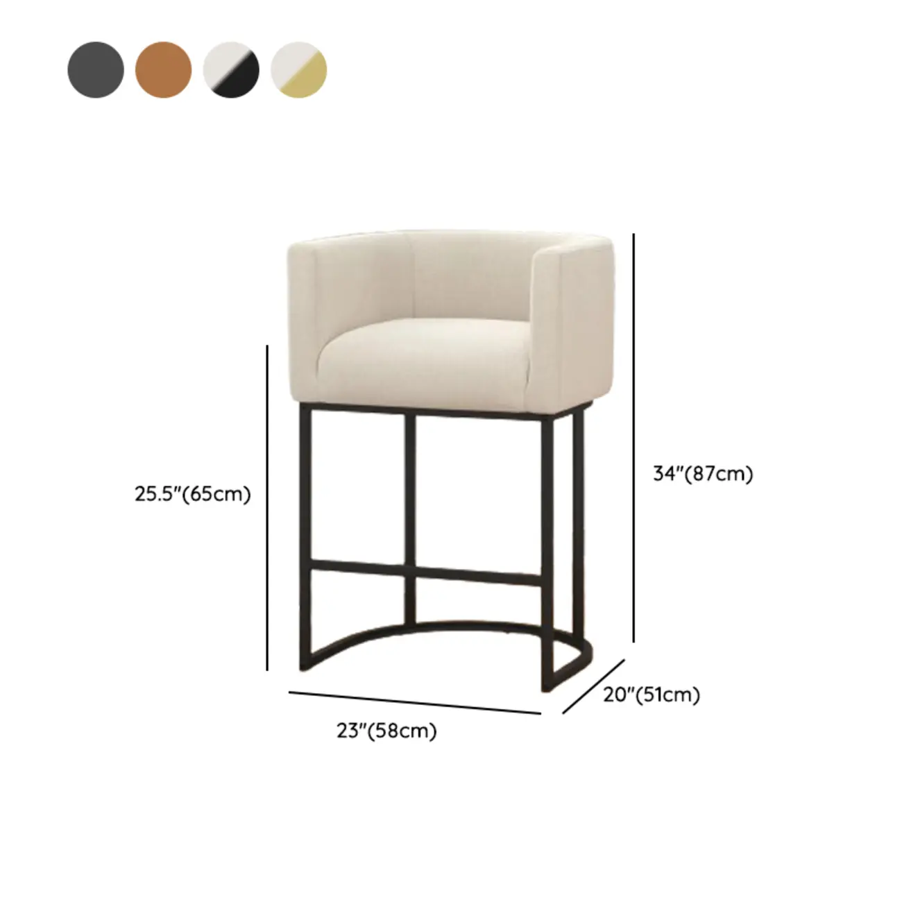 Trendy Sled Upholstered Bar Stools with Armrest and Footrest #size