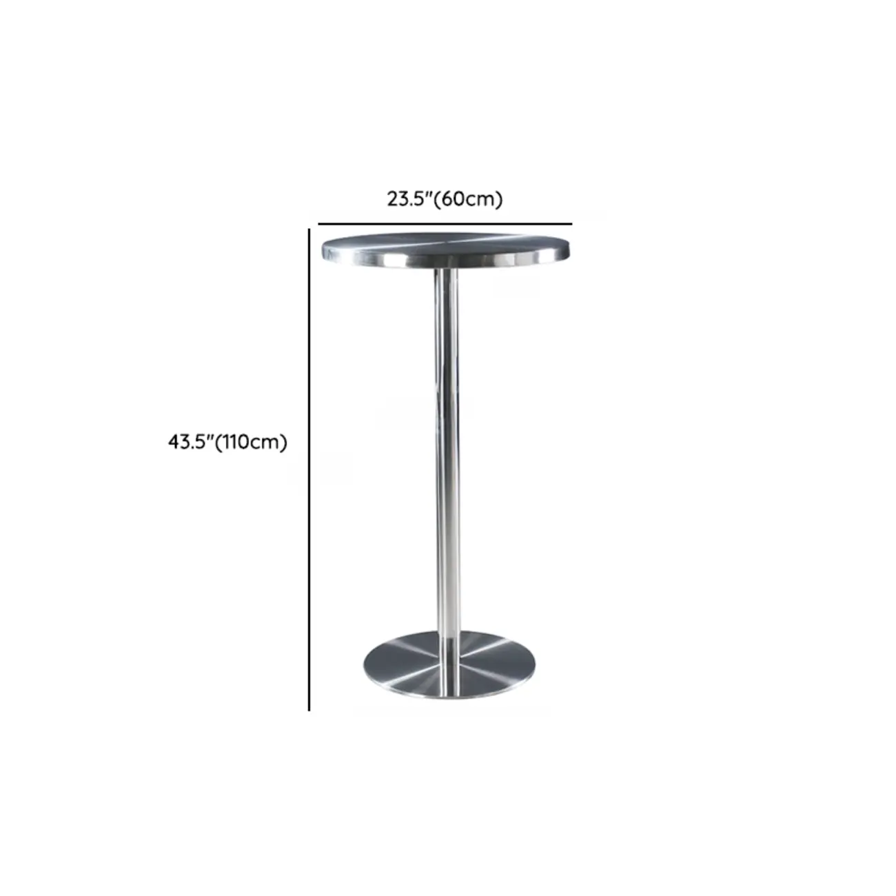 Modern Silver Stainless Steel Bar Tables #size