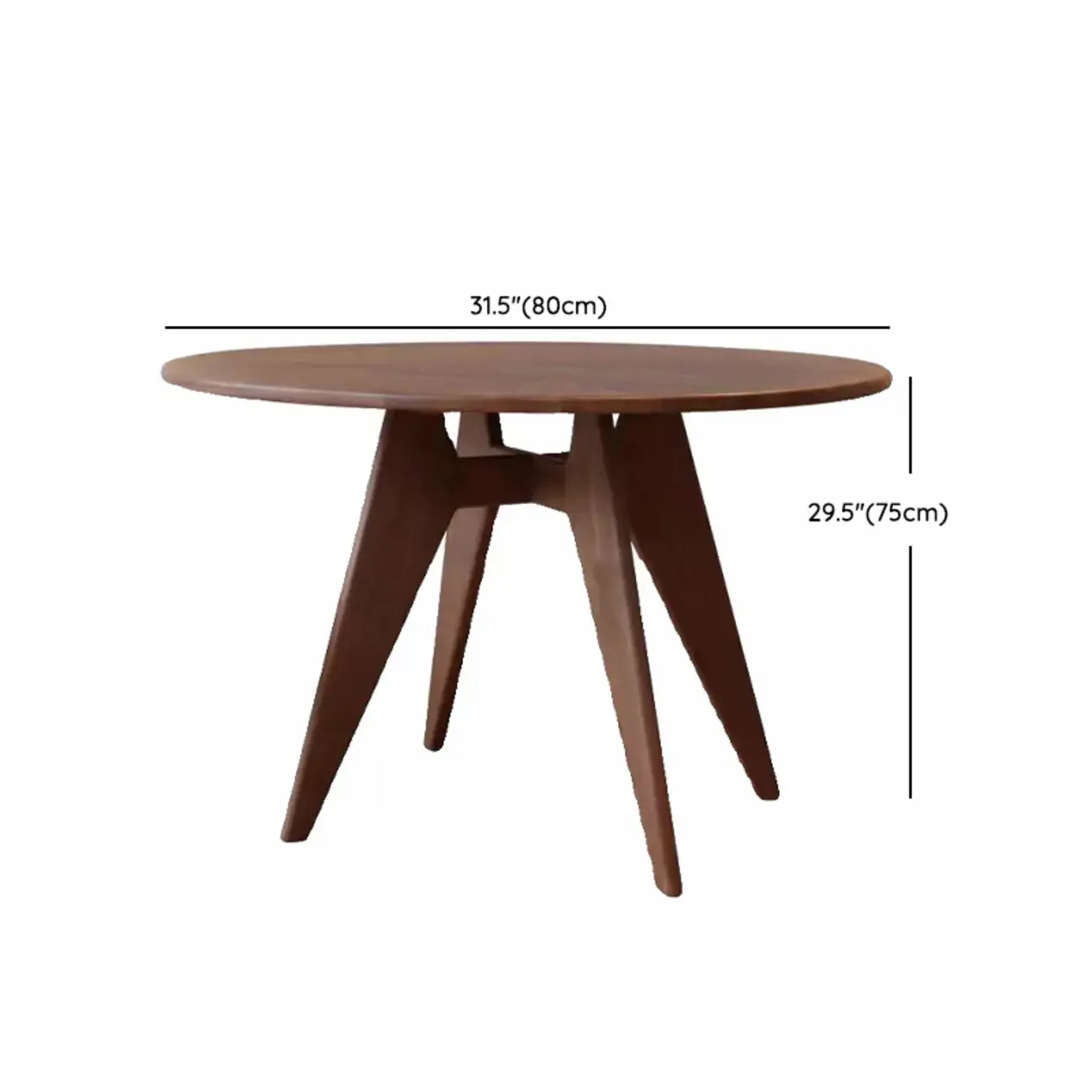 Scandinavian Brown Ash Wood Round Dining Table #size