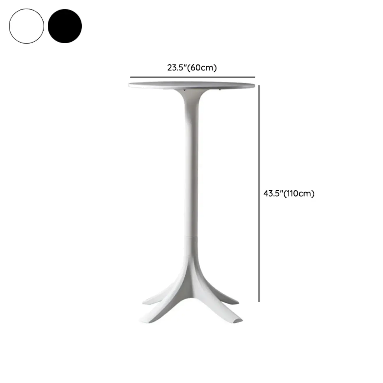 White Round Acrylic Tall Bistro Table Pedestal Base #size