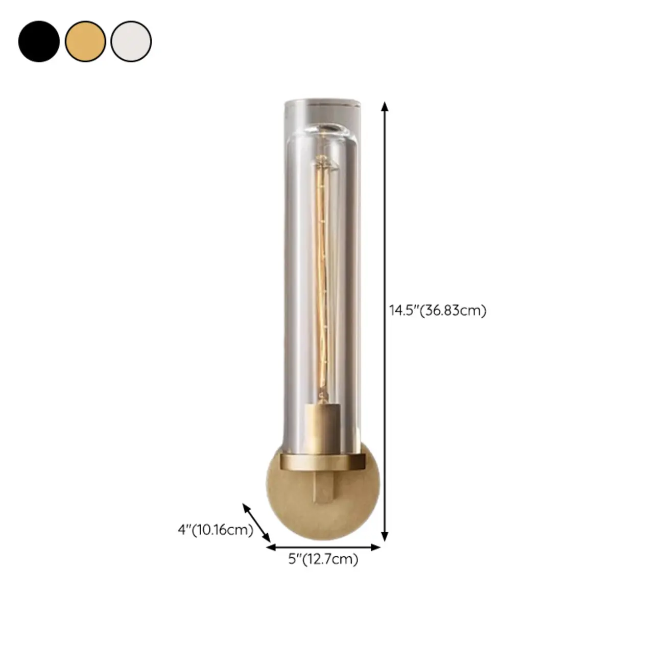 Mini Metal Crystal Cylinder Modern Wall Sconce Light #size