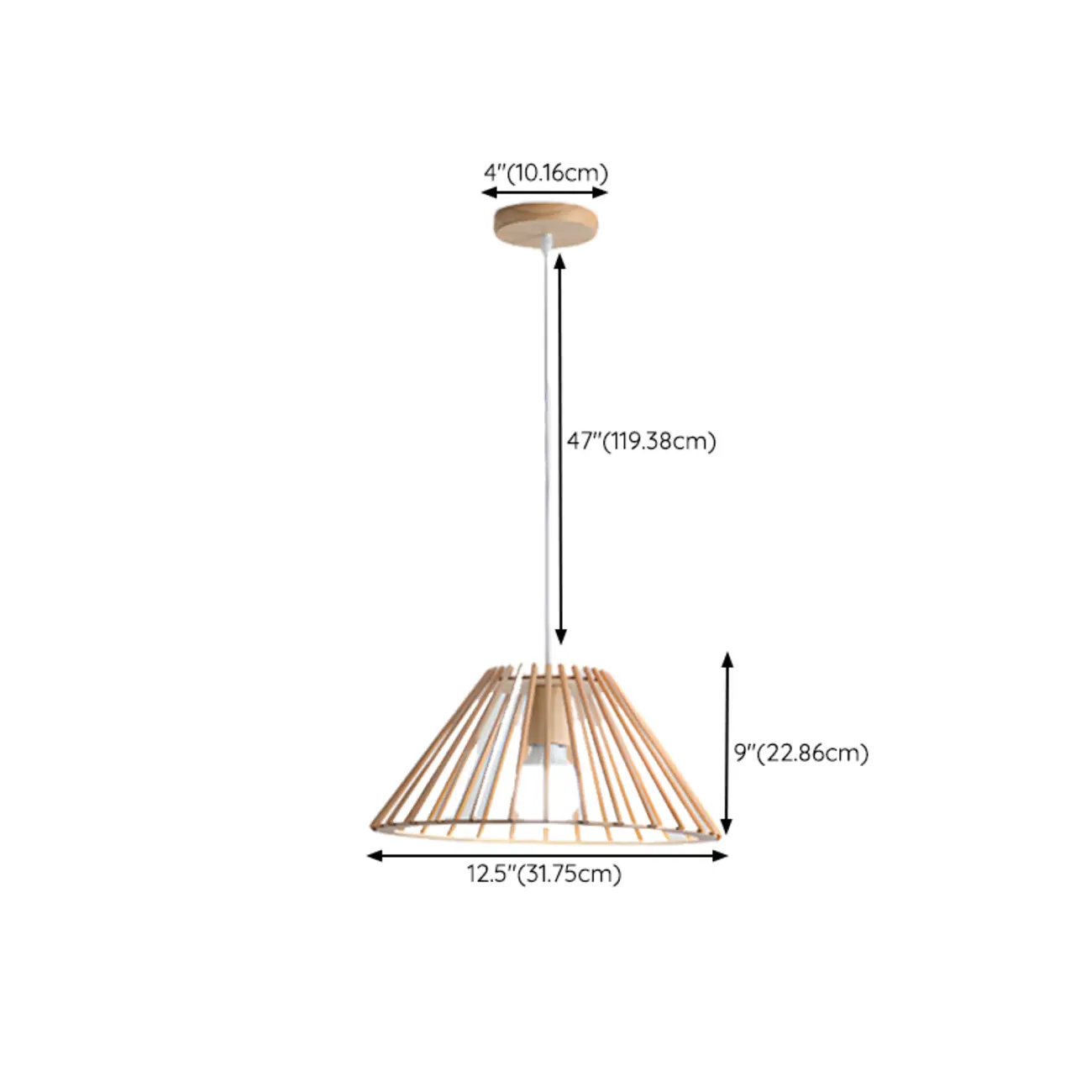 Modern 2-Light Geometric Wood Pendant Light for Dining #size