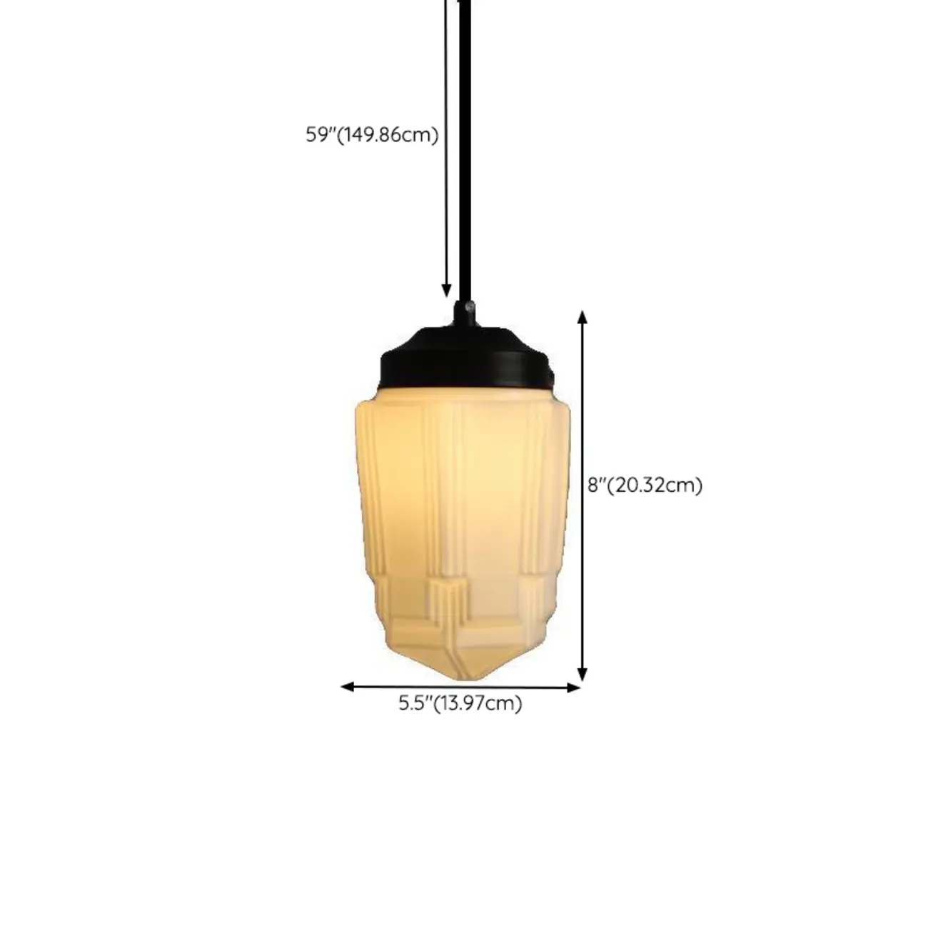 Modern Frosted Glass LED bedside pendant lamp in Hazelnut Tone #size