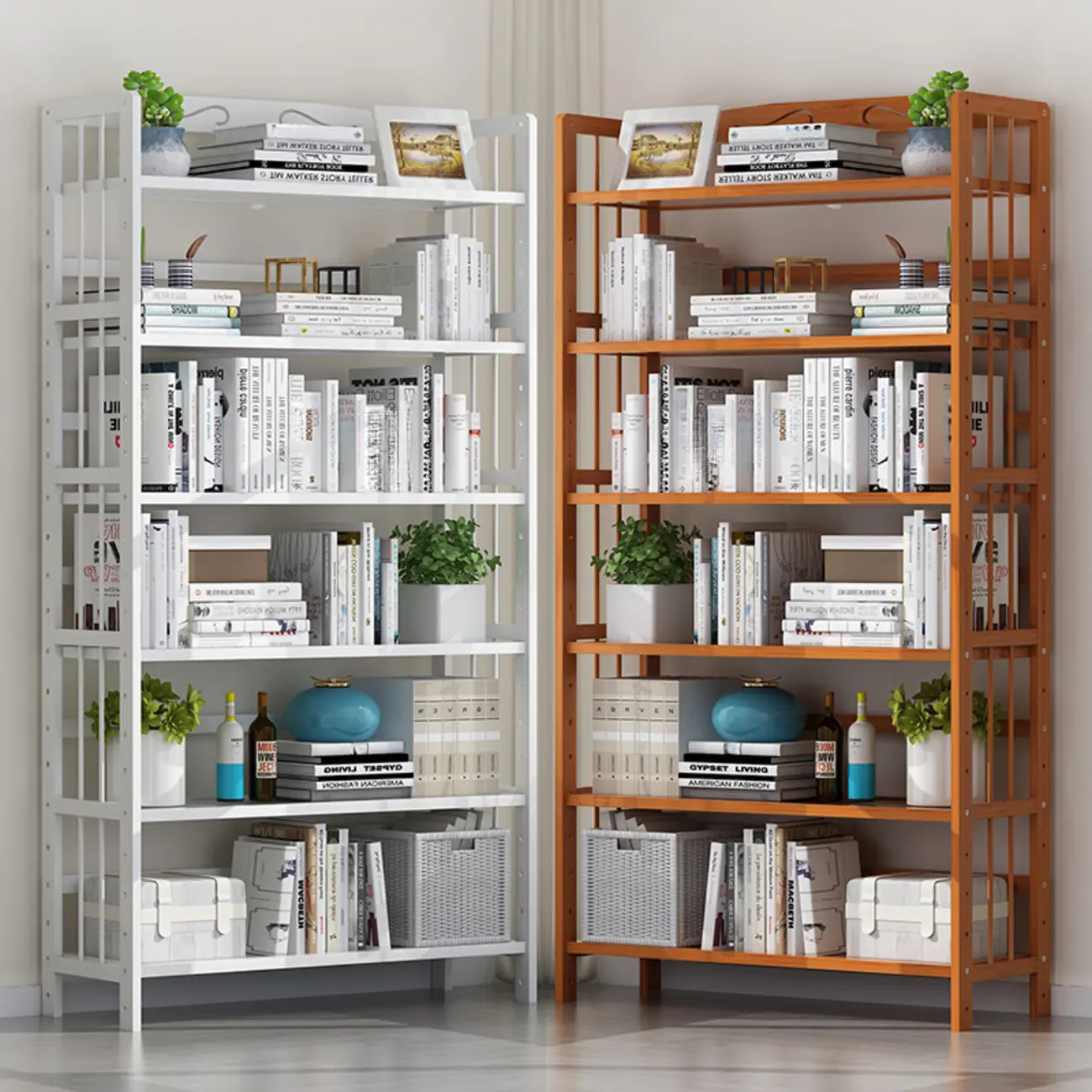 Minimalist Adjustable Vertical Open Back Wooden Bookshelves Image - 1 | homeyfad