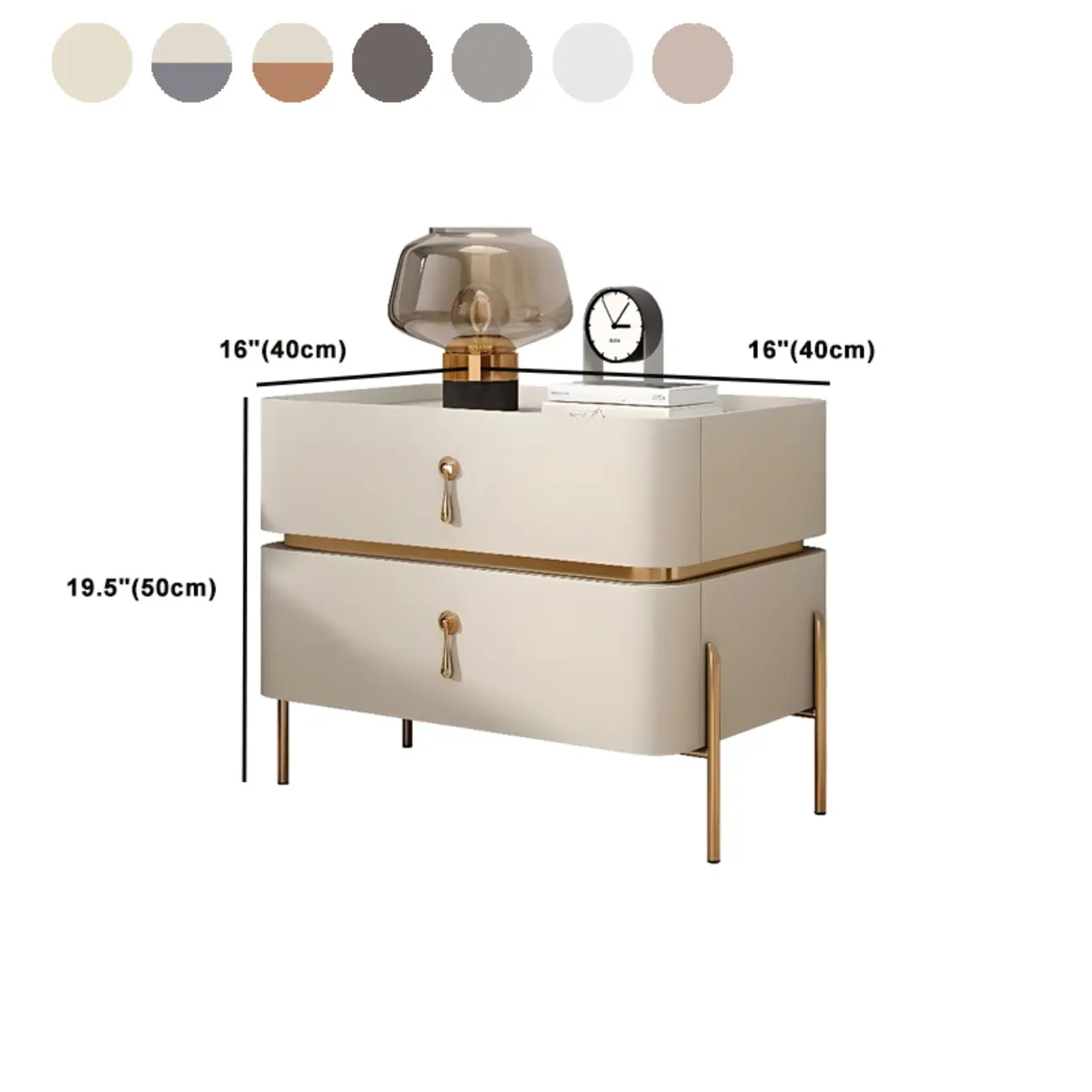 Modern Bedside Table with Sintered Stone Top #size