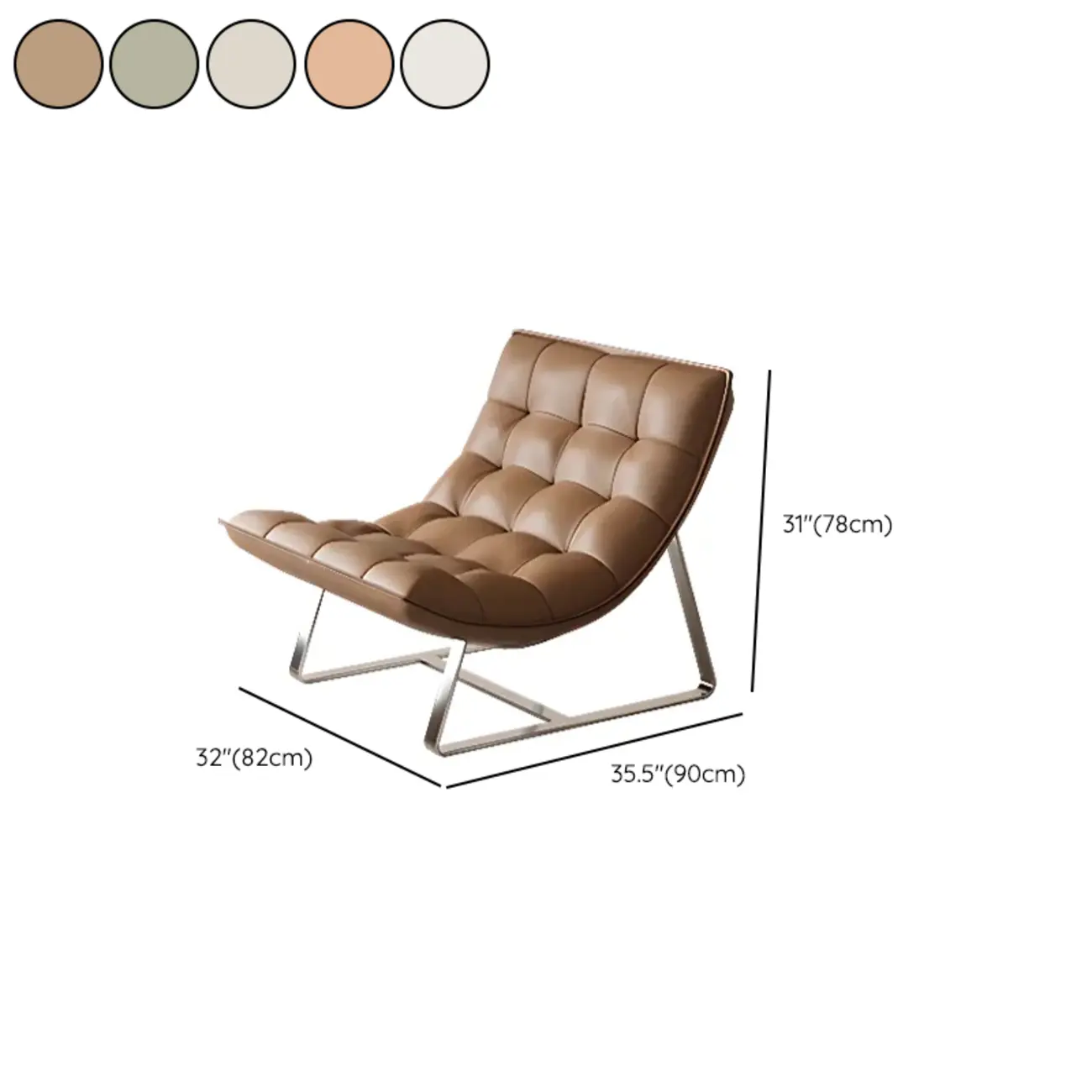 Modern Tufted Leather Accent ArmChair with Ottoman #size