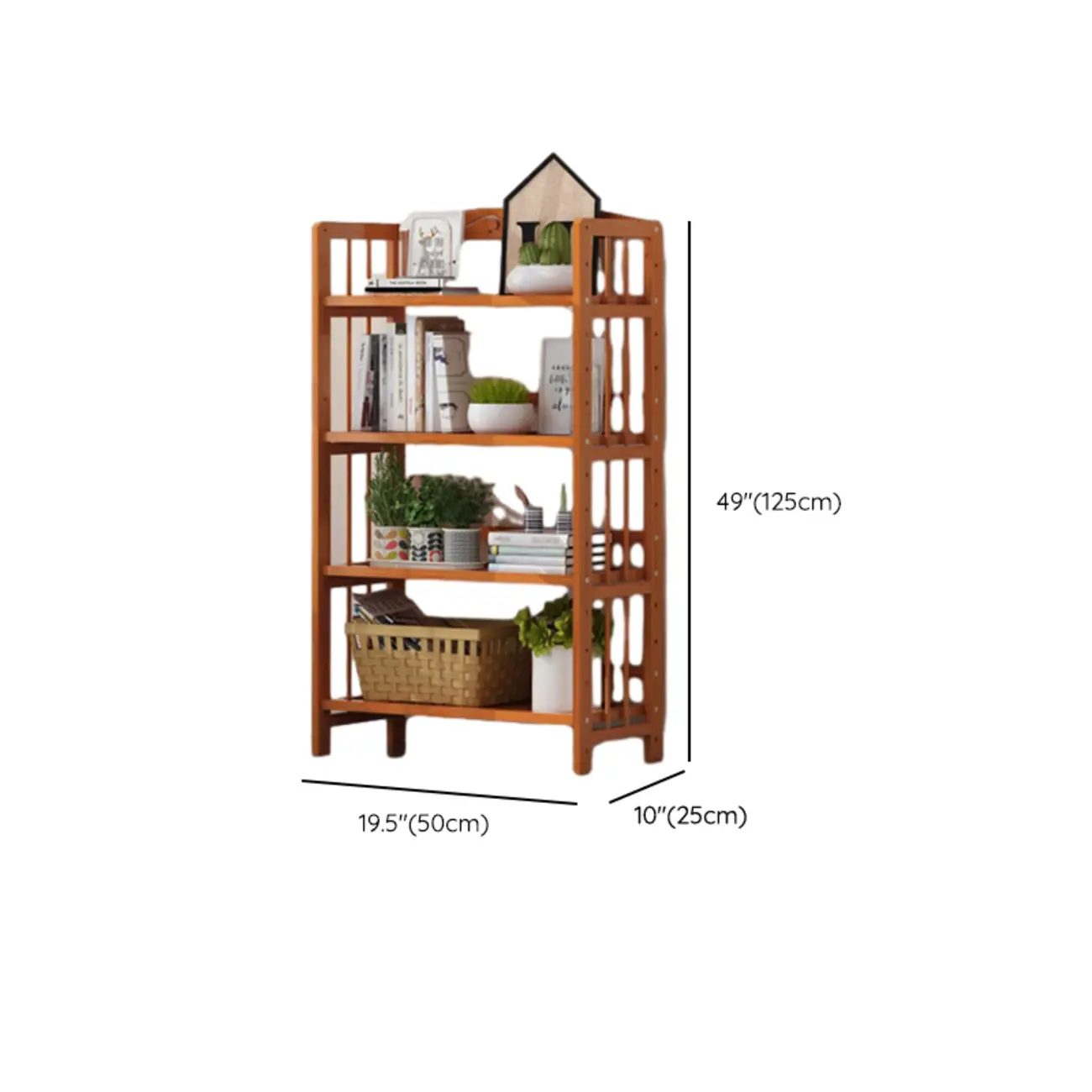 Minimalist Adjustable Vertical Open Back Wooden Bookshelves #size