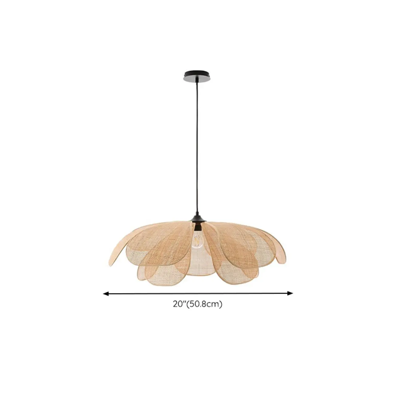 Designer Handmade Floral Led Pendant Lamp with Rattan Petals #size