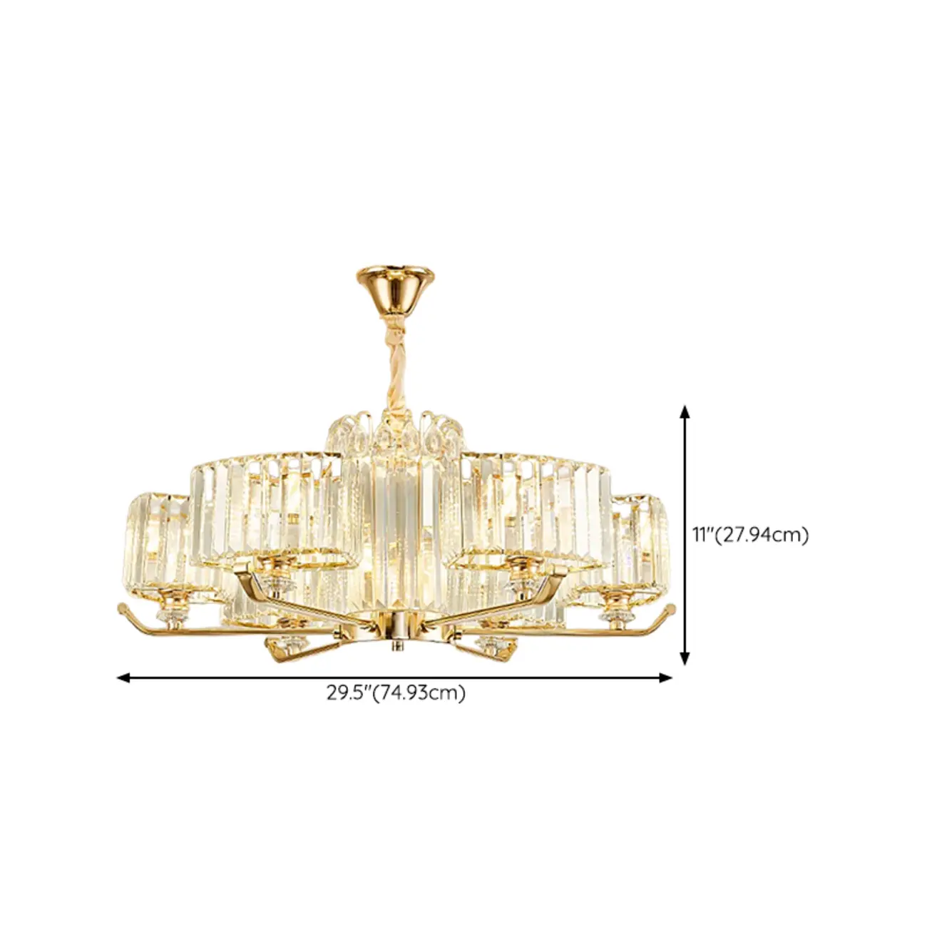 Glamorous Large Round Gold Crystal Chandelier #size