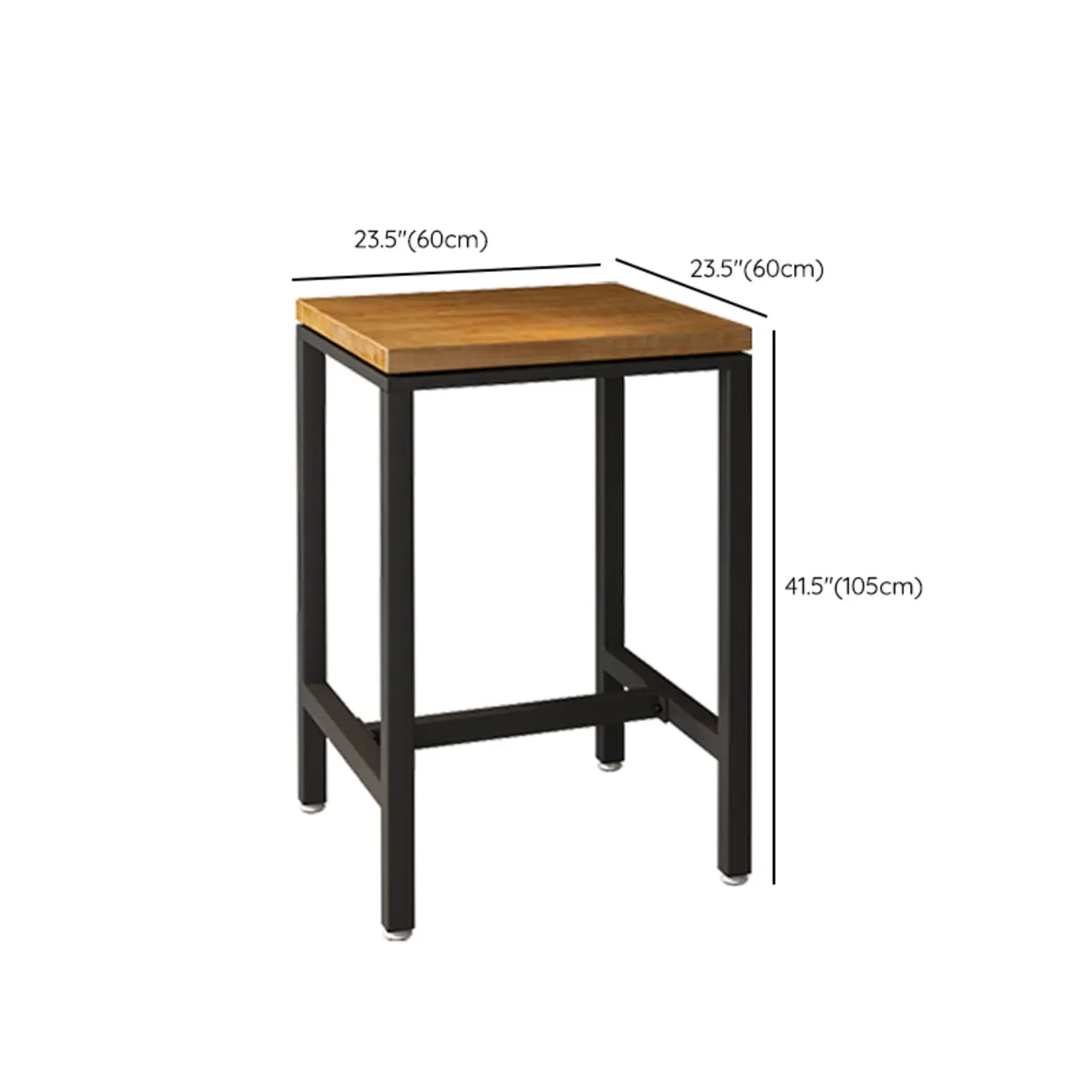 Industrial Wooden Top Bar Height Table with Footrest for Dining #size