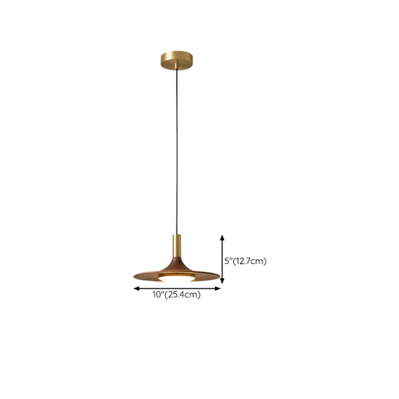 Walnut Round Acrylic Pendant Hanging Light for Living Room #size