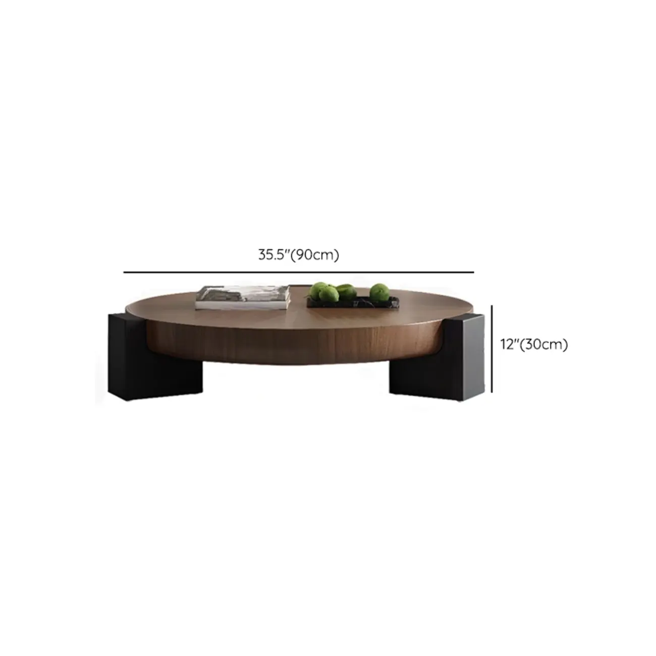 Modern Round Wooden Glass Top Coffee Table #size