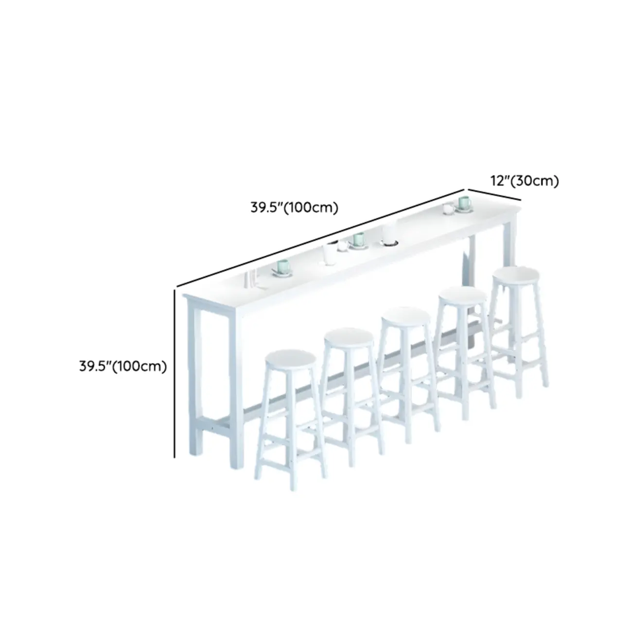 Modern White Wood Iron Rectangular Bar Tables #size