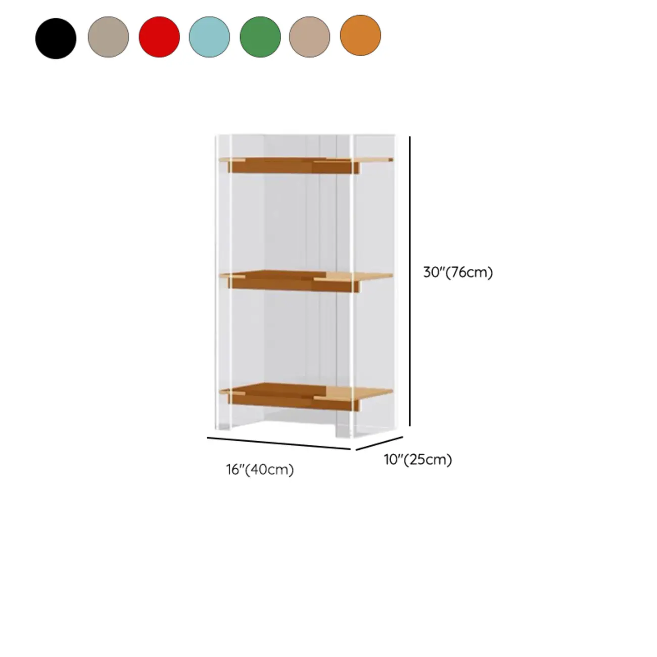 Minimalism Clear Acrylic 4-Tier Vertical Narrow Bookcase #size