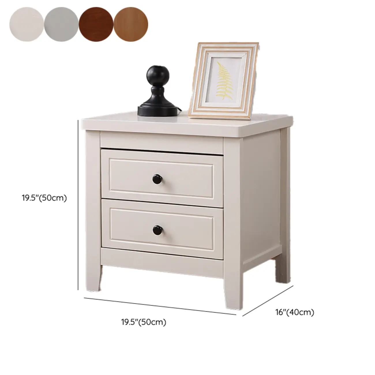 Antique 2 Tiers Drawer Wooden Grey Nightstand #size