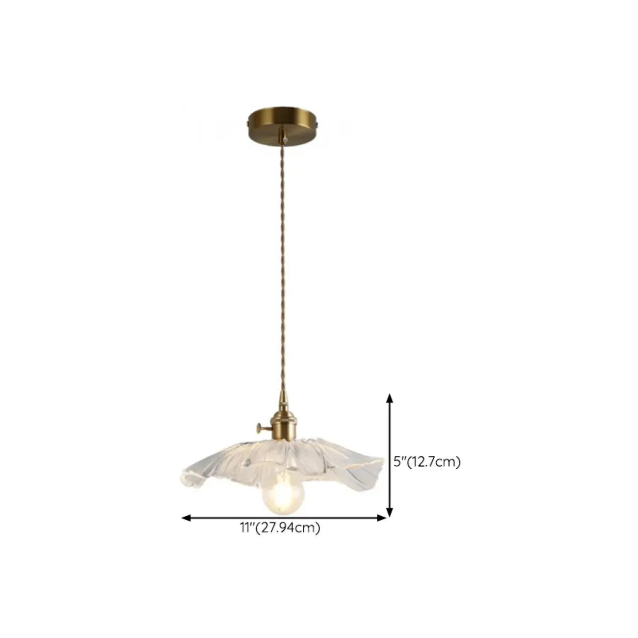 Elegant Clear Floral Glass Pendant Light #size