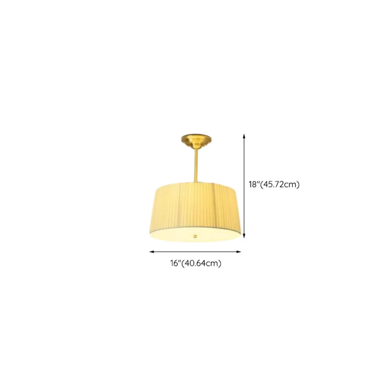 Minimalist Colonial White Drum Gold Semi Flush Ceiling Light #size