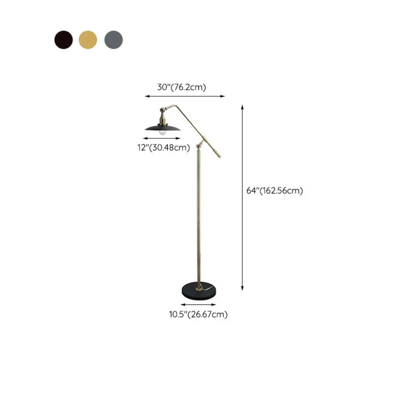 Adjustable Industrial Retro Metal Standing Floor Lamp #size