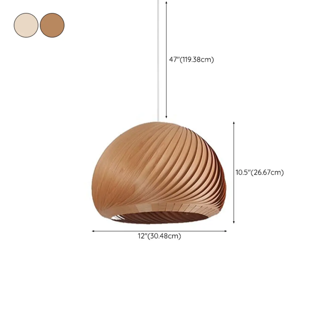 Minimalist Wooden Round Ball Pendant Lamp for Dining Room #size
