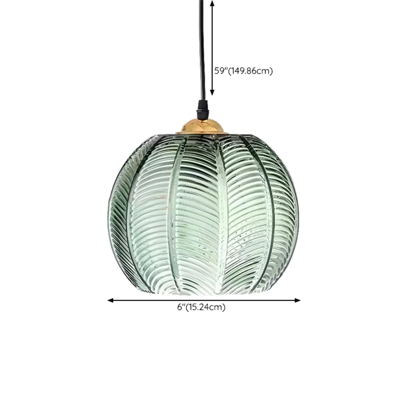 Modern Green Glass Leaf-Inspired Globe Pendant Light #size