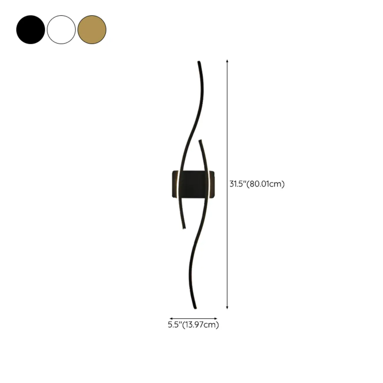 Modern Metal Dual Wave Linear LED Wall Sconce Dimmable #size